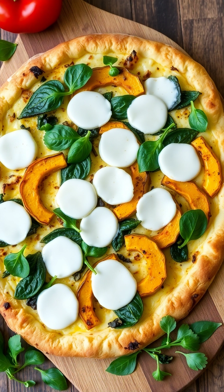 38 Cozy Roasted Acorn Squash Dishes That Will Have Everyone Asking for Seconds! - 11. Acorn Squash Pizza with Spinach