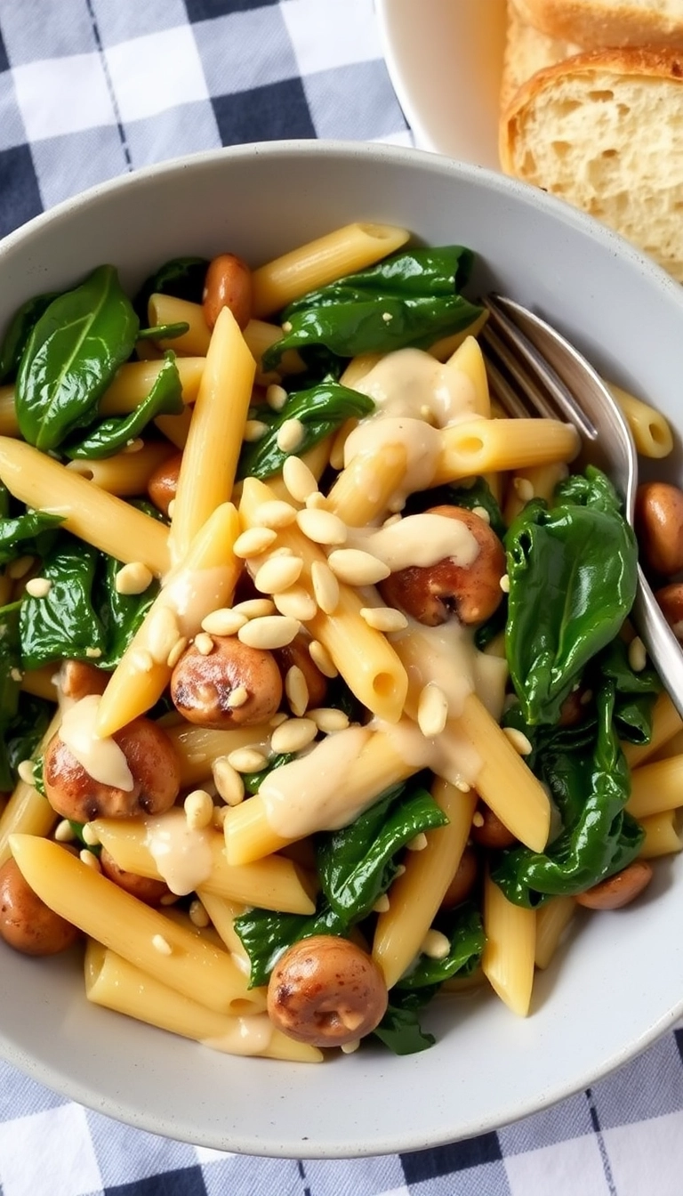 28 Delicious Creamy Pasta Dishes to Make Your Evenings Extra Cozy! - 2. Mushroom and Spinach Pasta