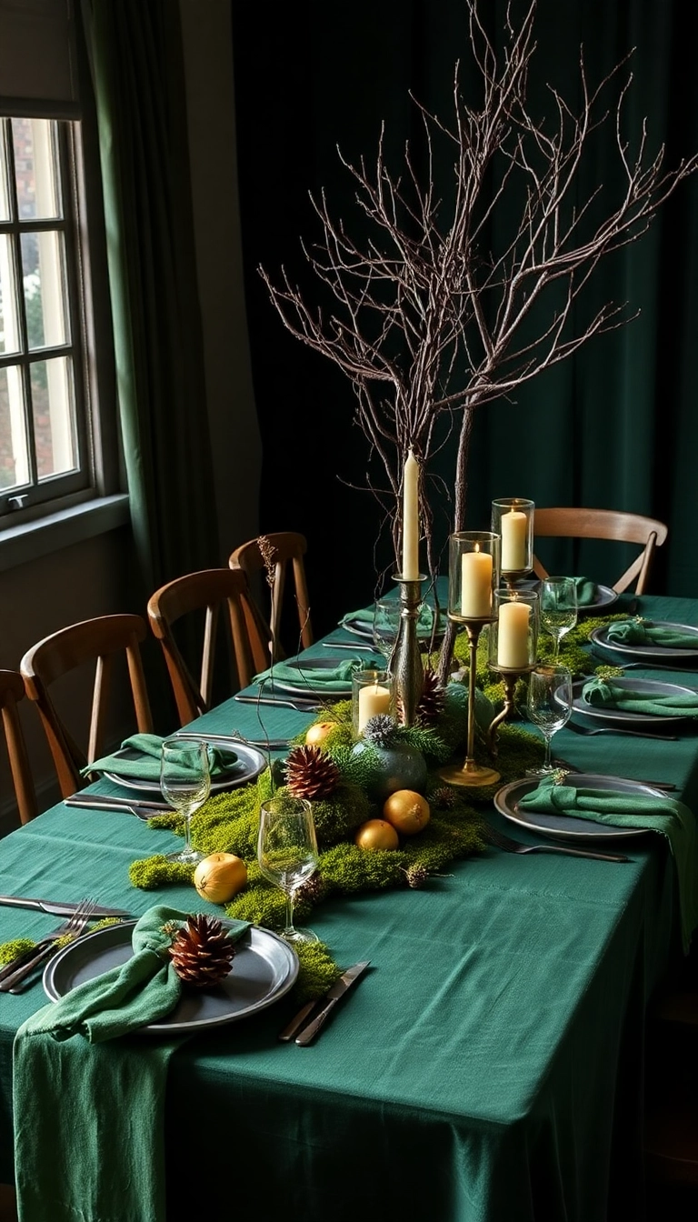 25 Christmas Dinner Table Settings Ideas That Will Wow Your Guests (You Won't Believe #12!) - 12. Enchanted Forest