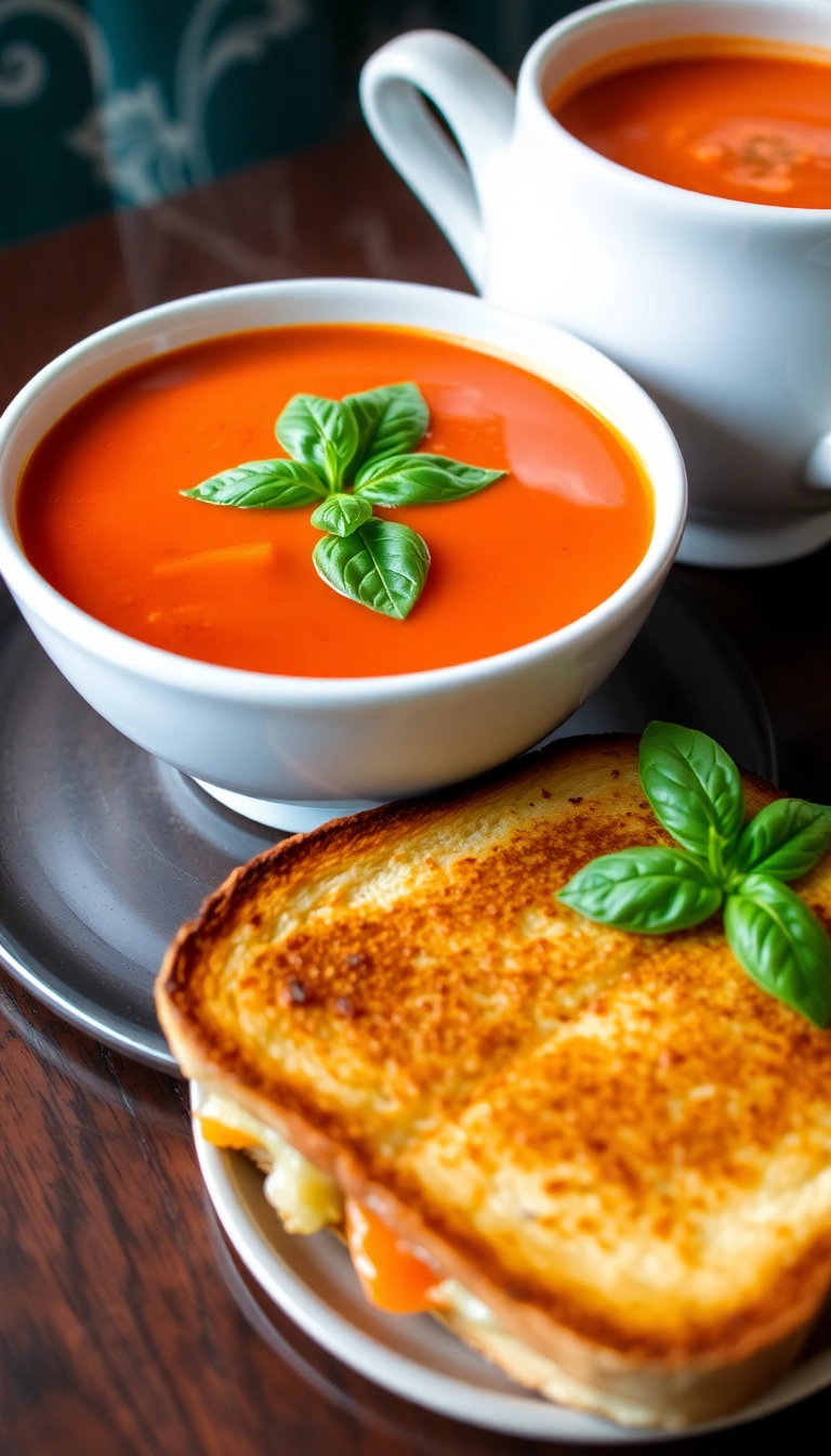 24 Quick Comfort Food Dinners That Are Perfect for Any Night (Don't Miss #4!) - 5. Tomato Basil Soup with Grilled Cheese