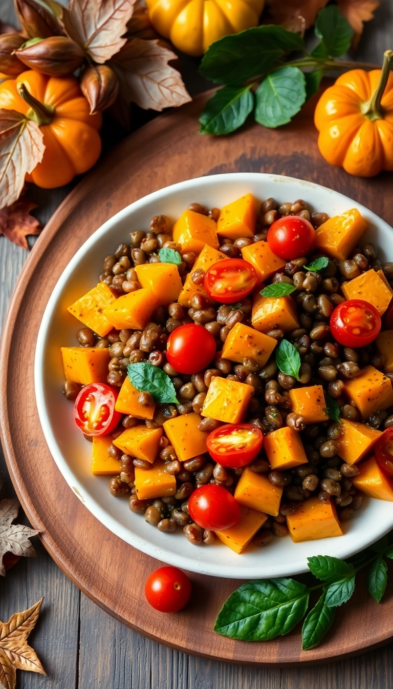 30 Cozy Butternut Squash Salad Ideas That Will Warm Your Heart! - Warm Butternut Squash & Lentil Salad