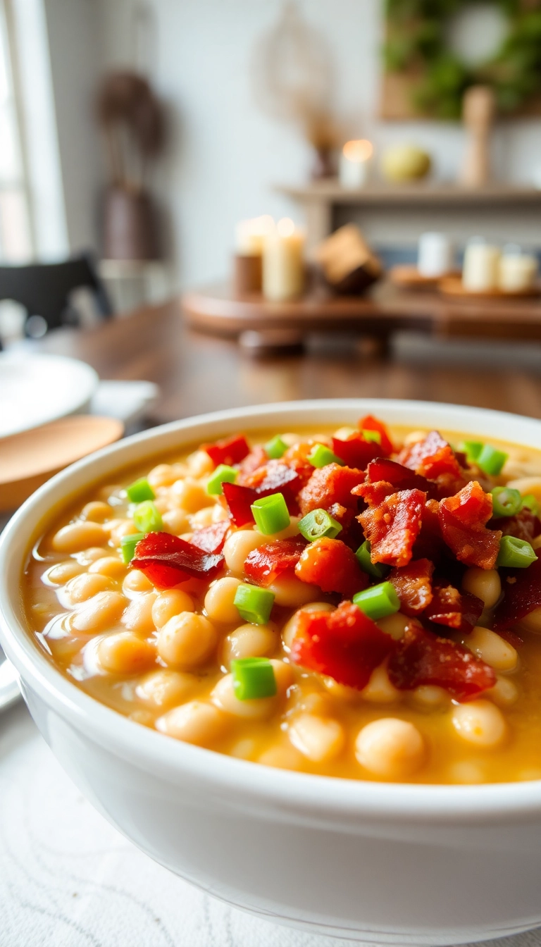 24 Cozy White Bean Chicken Chili Crockpot Recipes That'll Warm Your Soul! - Slow Cooker White Bean Chicken Chili with Bacon