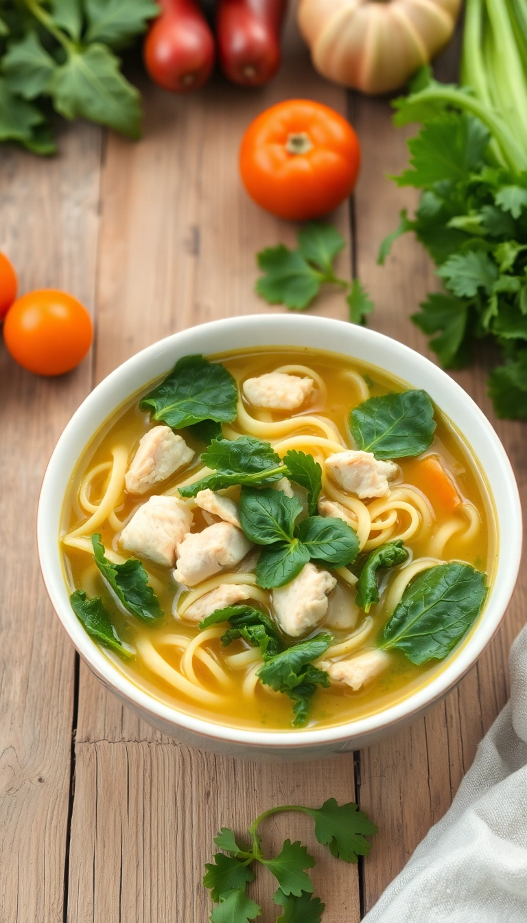 25 Chicken Noodle Soup Ideas That Will Warm Your Heart (You Won't Believe #12!) - Chicken Noodle Soup with Spinach and Kale