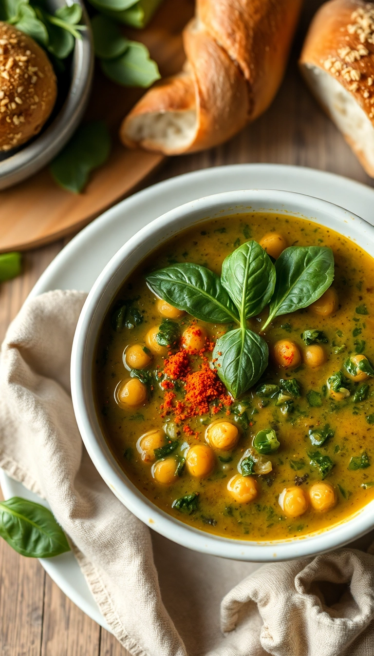 22 Healthy Soup Recipes That Taste Amazing (You'll Love #10!) - 12. Spinach and Chickpea Soup