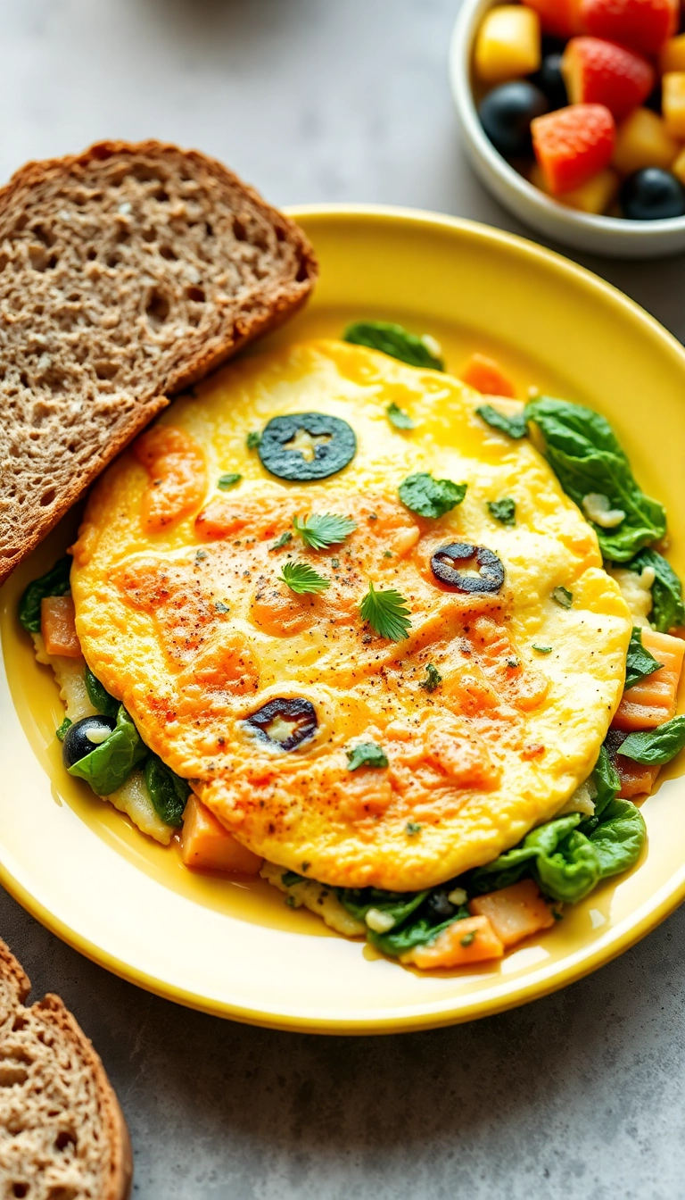 26 Healthy Salmon Dishes That Are Quick, Easy, and Delicious! - 17. Salmon and Spinach Omelette