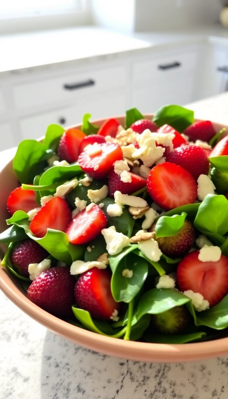 37 Quick and Easy Harvest Salad Ideas for Your Weekly Meal Prep! - 3. Spinach and Strawberry Salad