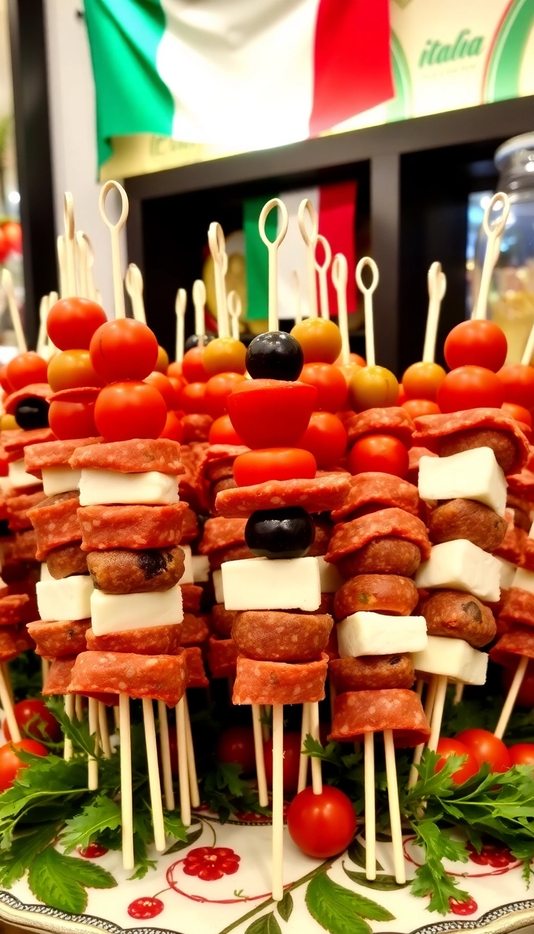 22 Easy DIY Party Finger Food Ideas That Will Wow Your Guests! - 18. Antipasto Skewers