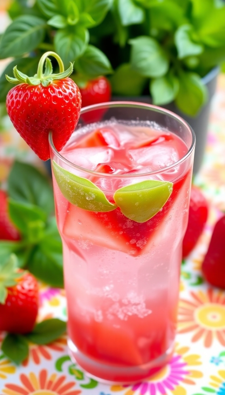 24 Yummy Top Mocktails Ideas That Will Make You Forget About Cocktails! - 9. Strawberry Basil Sparkler