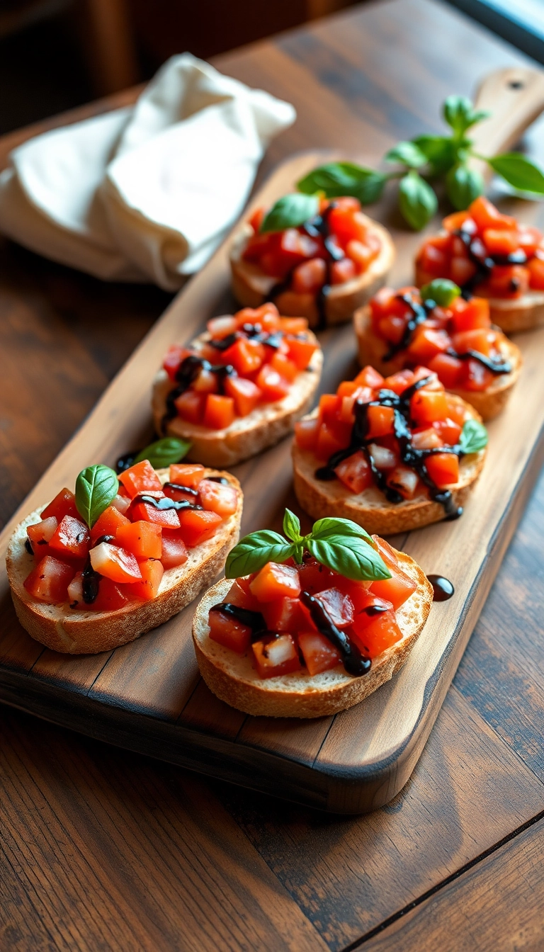 22 Easy DIY Party Finger Food Ideas That Will Wow Your Guests! - 11. Bruschetta with Tomato and Basil