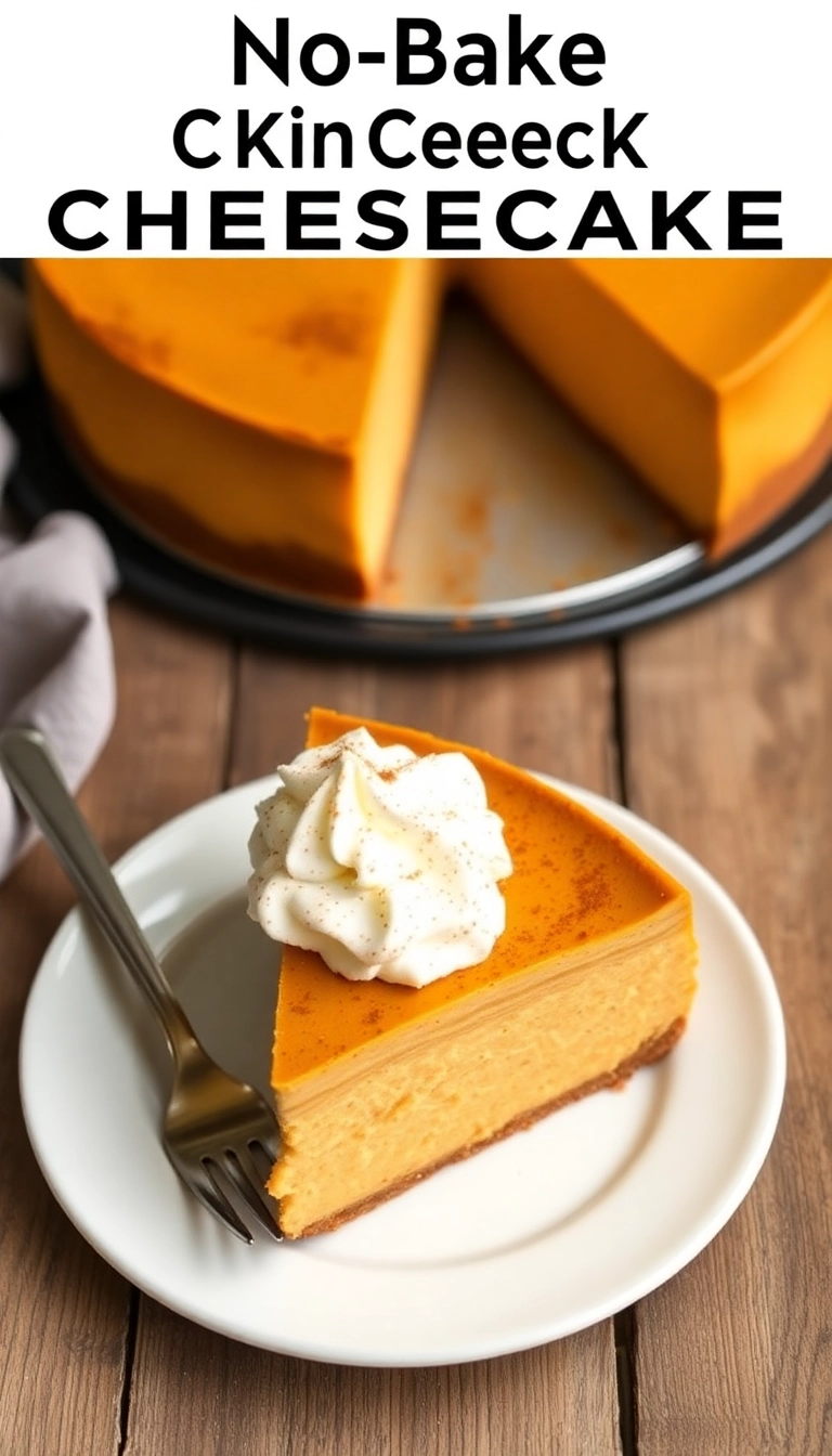 38 Thanksgiving Recipes Ideas You Won't Believe Are This Easy! - 10. No-Bake Pumpkin Cheesecake