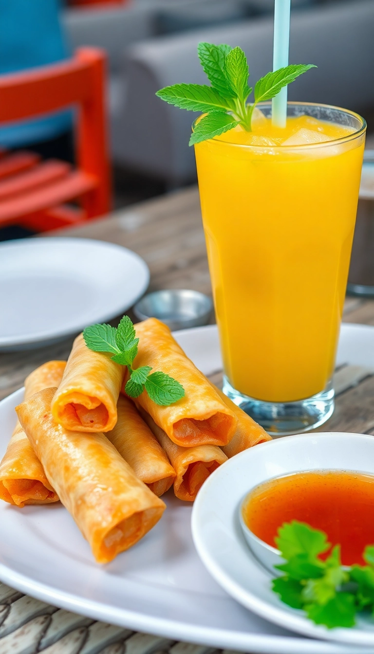 25 Perfect Dunkin Drinks Ideas to Pair with Your Favorite Snacks! - 12. Mango Iced Tea with Spring Rolls