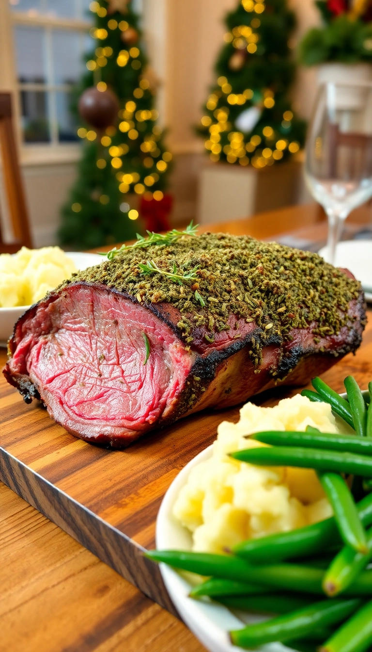 36 Christmas Dinner Menu Ideas That Will Steal the Show This Holiday Season! - 1. Herb-Crusted Prime Rib