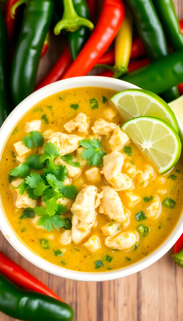 32 Mind-Blowing White Chicken Chili Ideas That Will Spice Up Your Dinner Table! - Spicy Green Chili White Chicken Chili