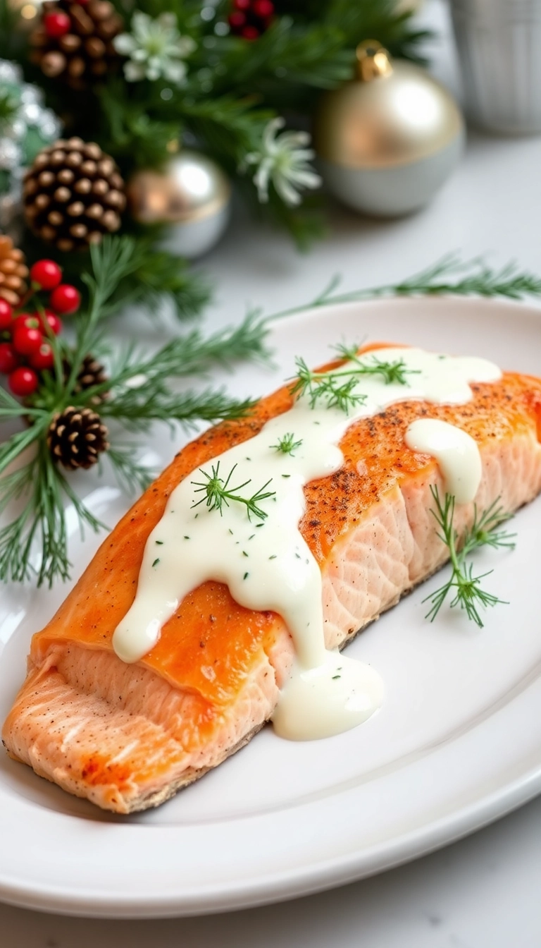 22 Christmas Eve Dinner Ideas That’ll Make You the Star of the Holiday Feast! - 11. Baked Salmon with Dill Sauce