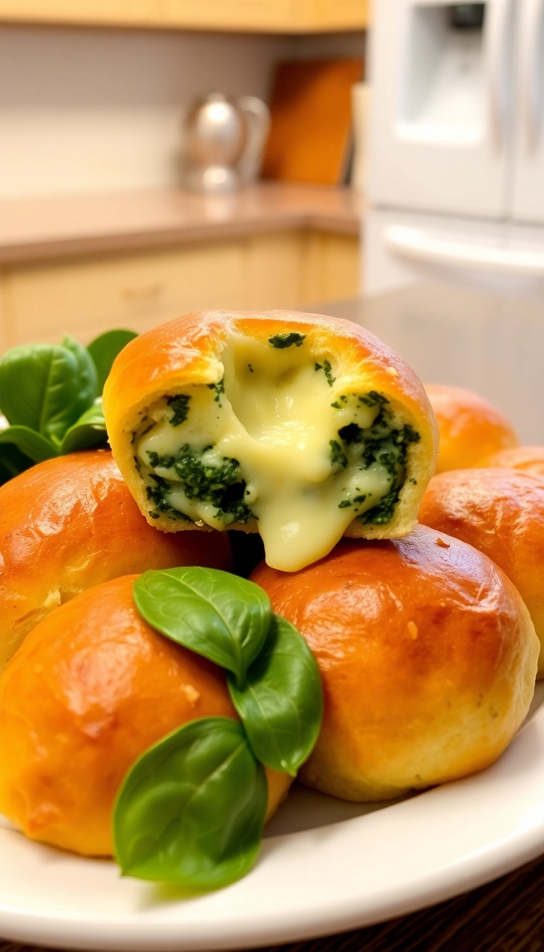 25 Mouthwatering Dinner Rolls Recipes You'll Want to Make Tonight (Wait Until You Try #12!) - 20. Cheesy Spinach Dinner Rolls