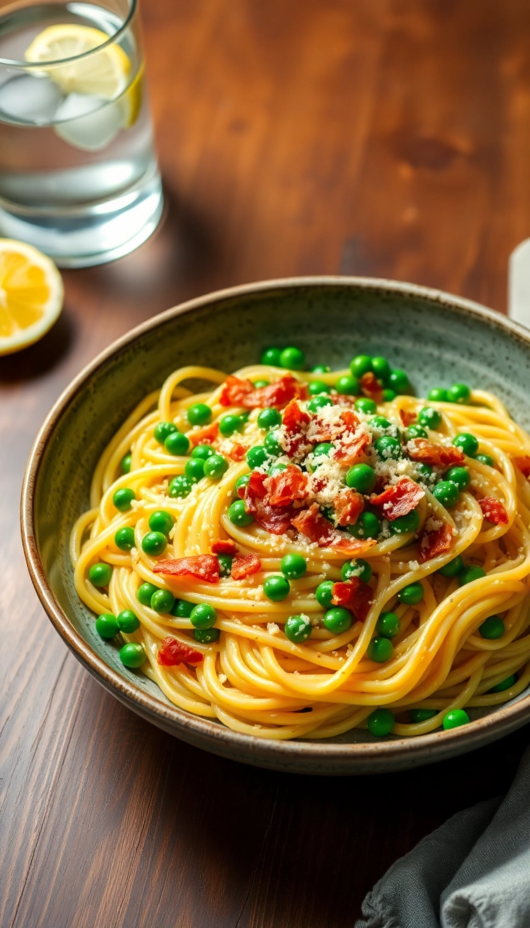 28 Delicious Creamy Pasta Dishes to Make Your Evenings Extra Cozy! - 6. Carbonara with Peas