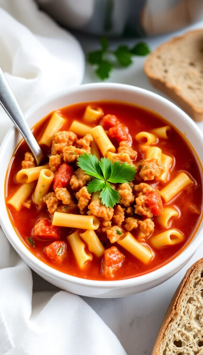 34 Heavenly Crock Pot Lasagna Soup Ideas That Will Impress Your Guests! - One-Pot Lasagna Soup with Ground Turkey