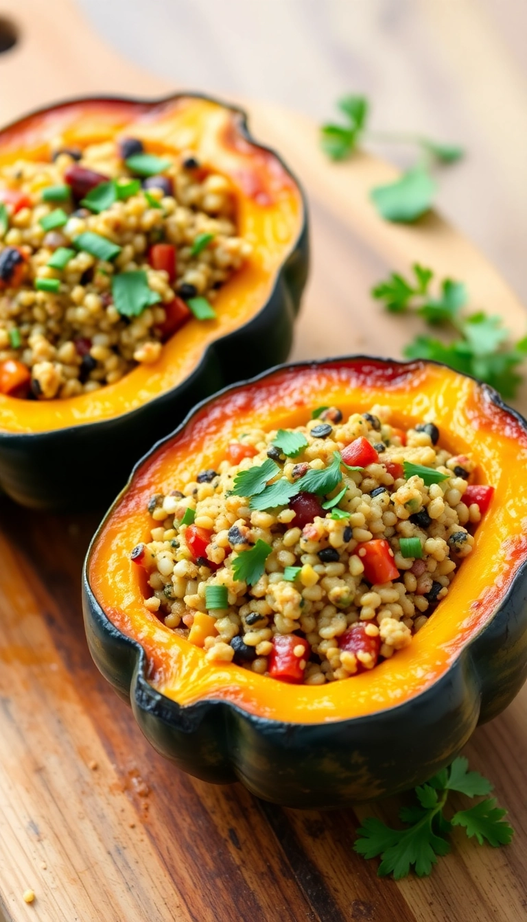 28 Non-Traditional Thanksgiving Dinner Ideas That Will Impress Your Guests! - Stuffed Acorn Squash