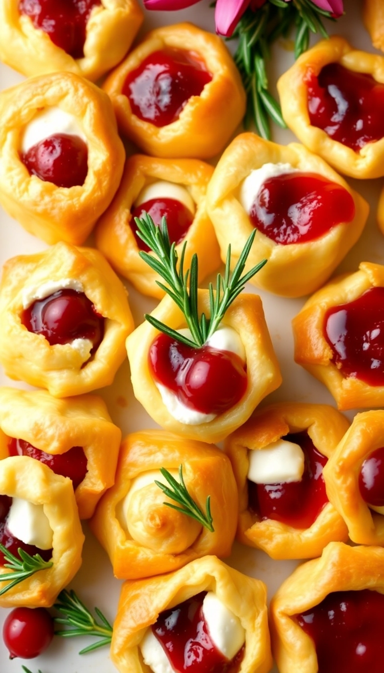 28 Non-Traditional Thanksgiving Dinner Ideas That Will Impress Your Guests! - Cranberry and Brie Puff Pastry Bites