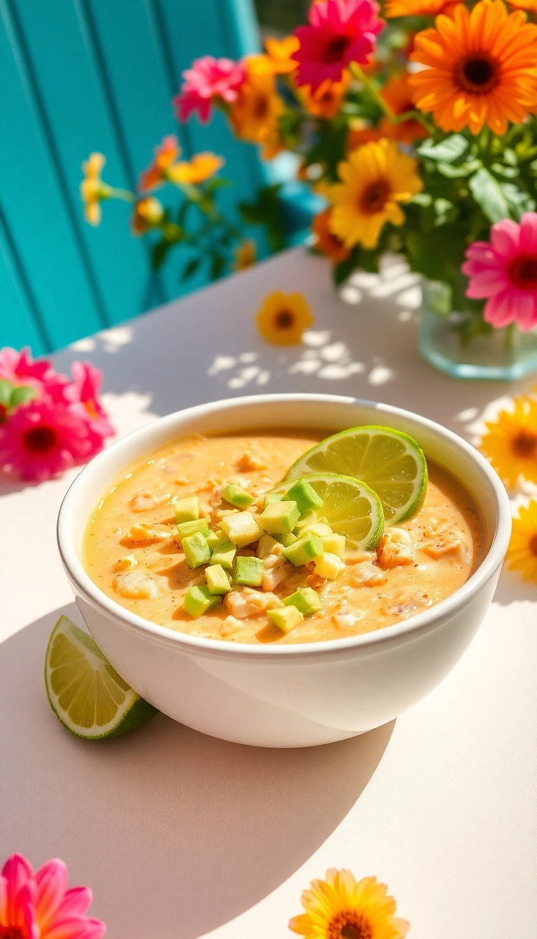 23 Family-Friendly White Chicken Chili Stove Top Meals Everyone Will Love! - Creamy Avocado White Chicken Chili