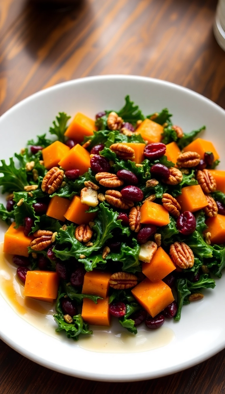 30 Must-Try Winter Salad Ideas for a Nutritious Boost (You’ll Love #23!) - 20. Sweet Potato & Kale Salad with Maple Dressing