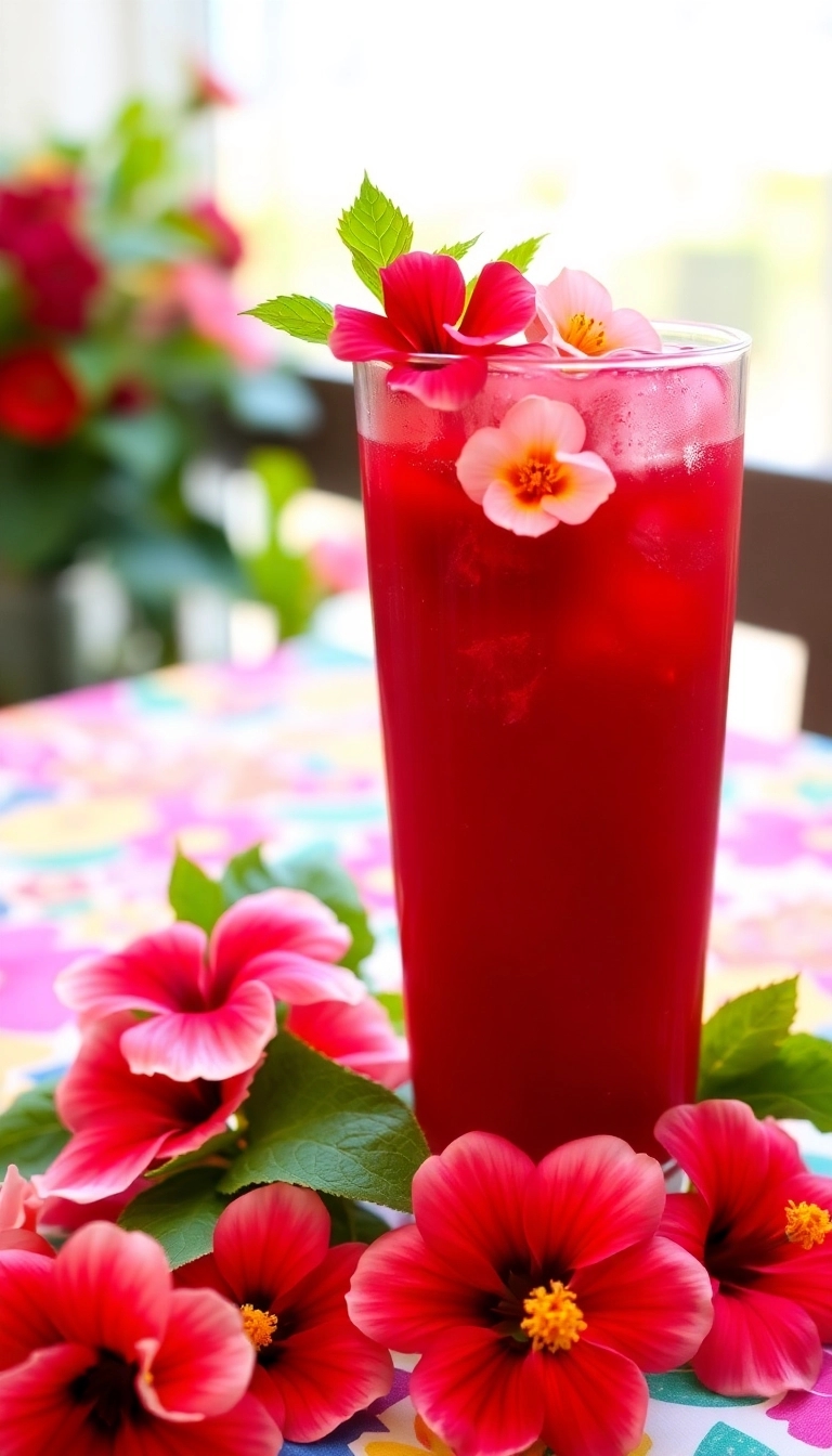 24 Yummy Top Mocktails Ideas That Will Make You Forget About Cocktails! - 18. Hibiscus Iced Tea Mocktail