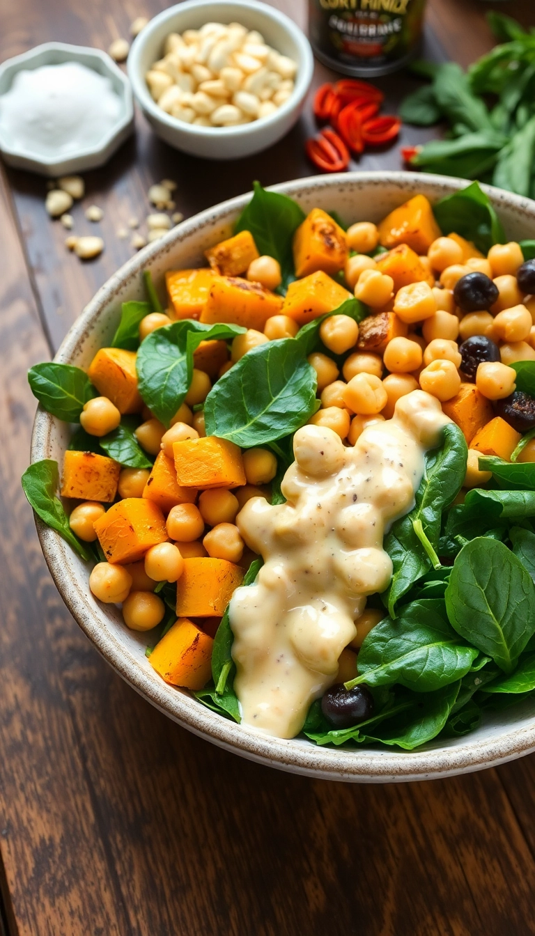 30 Cozy Butternut Squash Salad Ideas That Will Warm Your Heart! - Butternut Squash, Chickpea & Spinach Salad