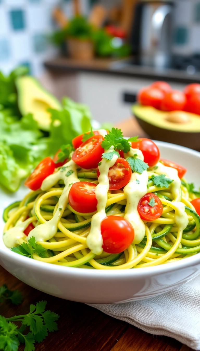 28 Delicious Creamy Pasta Dishes to Make Your Evenings Extra Cozy! - 18. Zucchini Noodles with Creamy Avocado Sauce