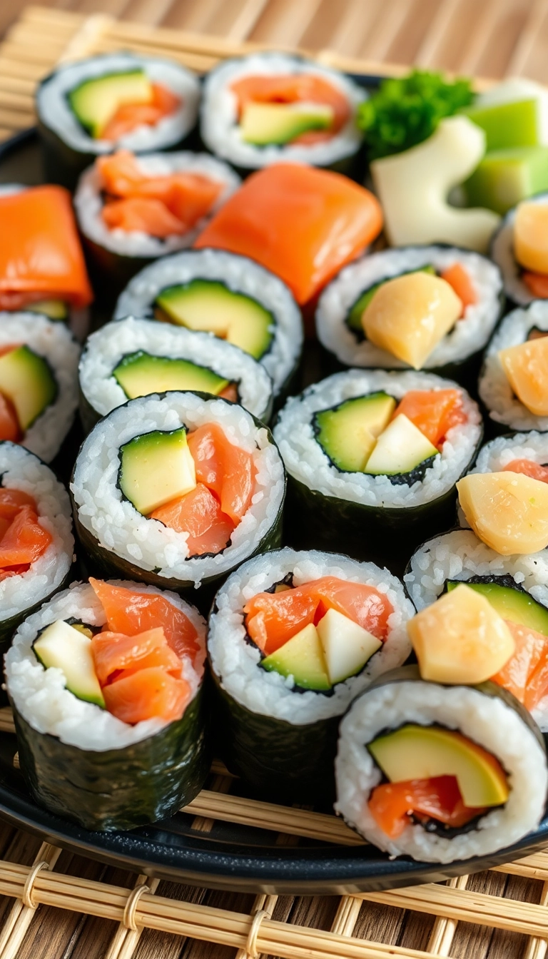 26 Healthy Salmon Dishes That Are Quick, Easy, and Delicious! - 10. Salmon and Avocado Sushi