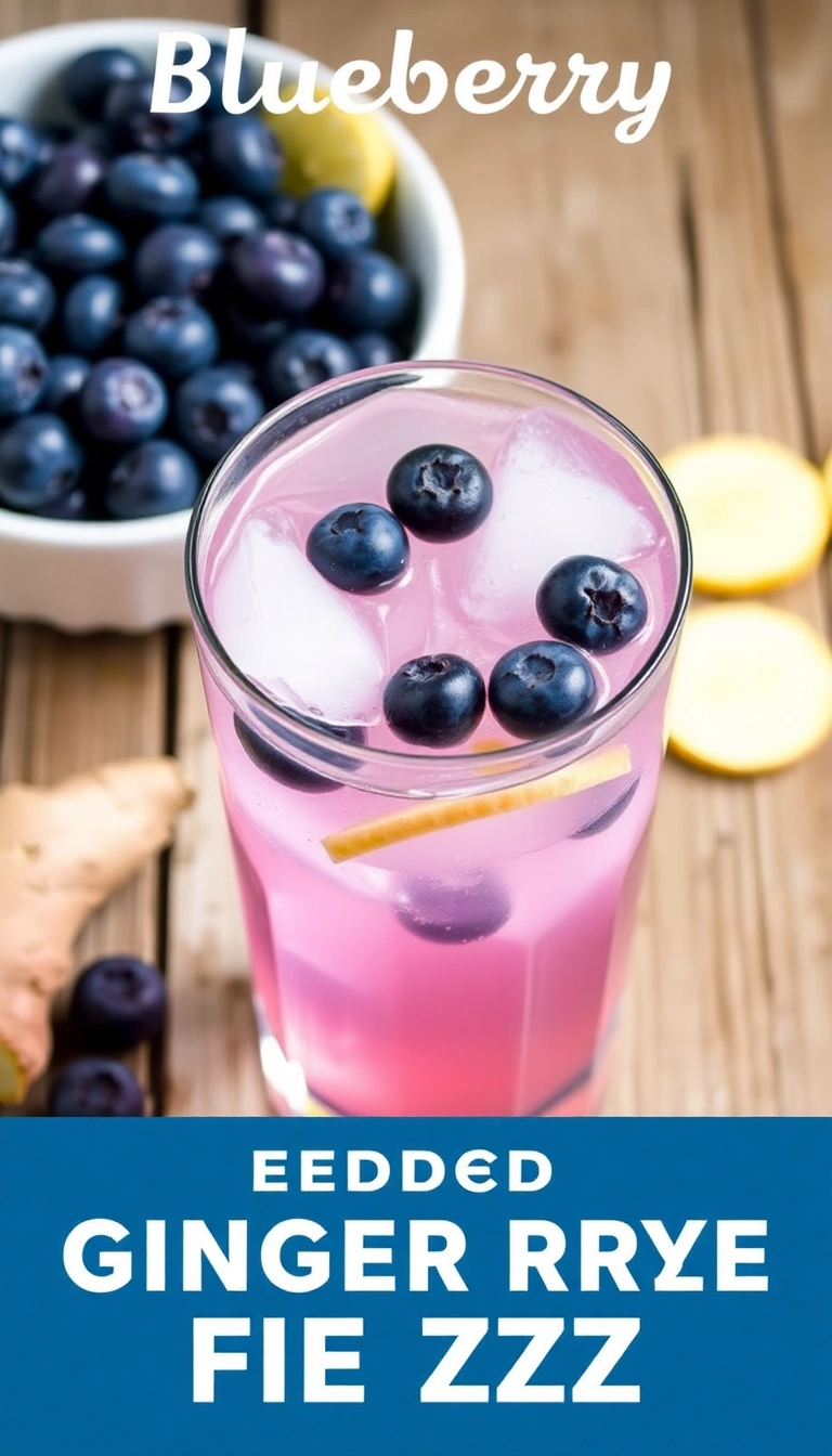 24 Yummy Top Mocktails Ideas That Will Make You Forget About Cocktails! - 11. Blueberry Ginger Ale Fizz