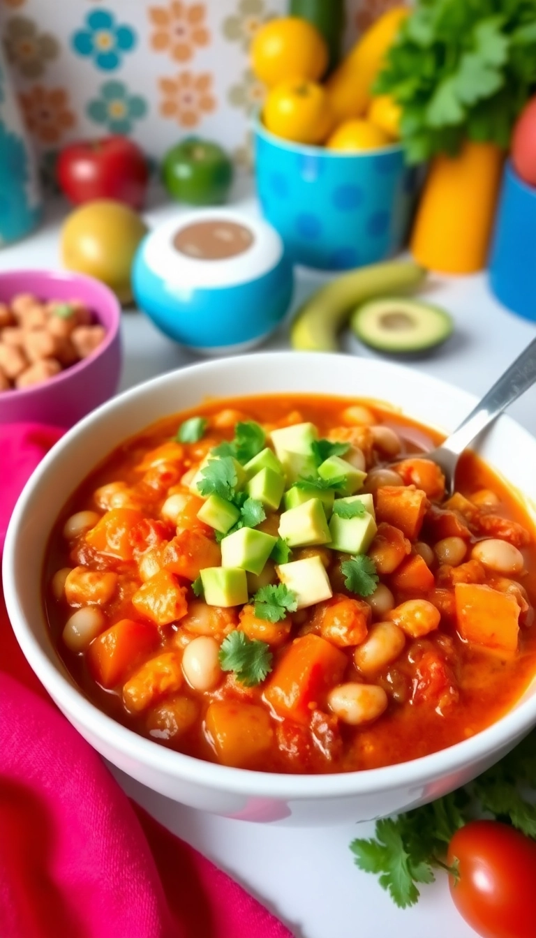 24 Cozy White Bean Chicken Chili Crockpot Recipes That'll Warm Your Soul! - Sweet Potato and White Bean Chicken Chili