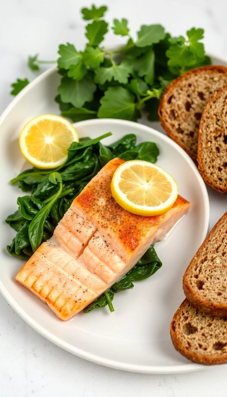 26 Quick and Easy Salmon Recipes for Dinner – Ready in 30 Minutes or Less! - 15. Baked Salmon with Spinach