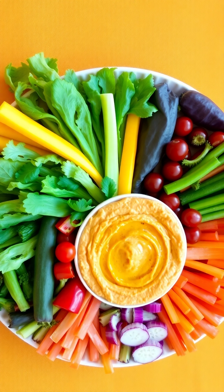 26 Junk Food Snacks Ideas That Will Steal the Show at Your Next Party! - 10. Veggie Platter with Hummus