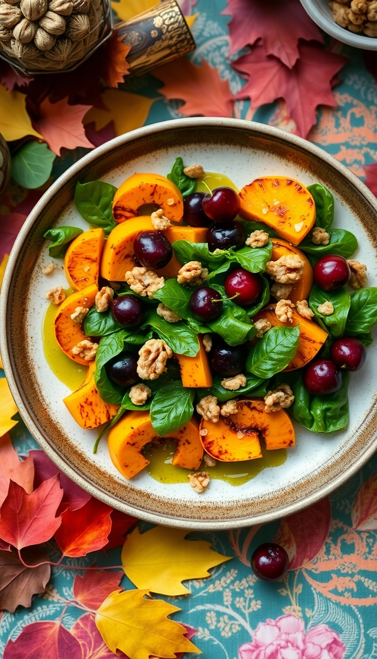 30 Cozy Butternut Squash Salad Ideas That Will Warm Your Heart! - Butternut Squash, Cherry & Walnut Salad