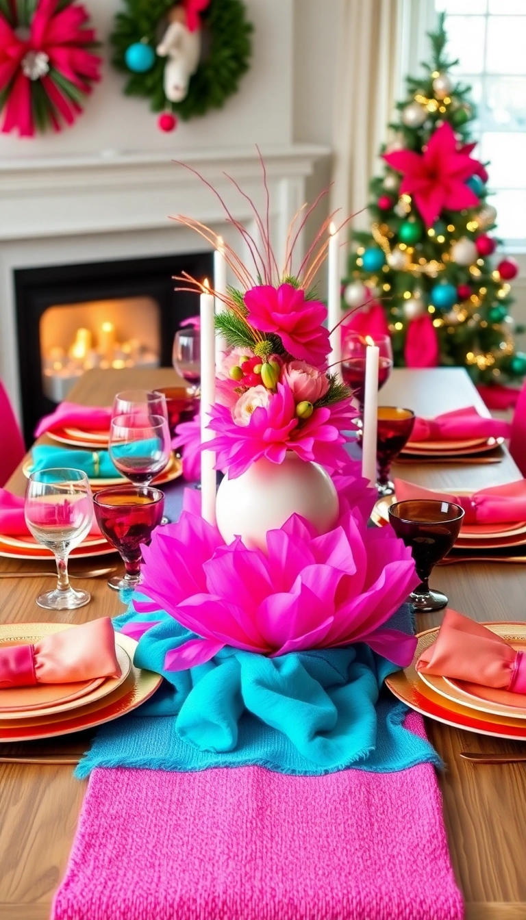 25 Christmas Dinner Table Settings Ideas That Will Wow Your Guests (You Won't Believe #12!) - 9. Bright and Bold