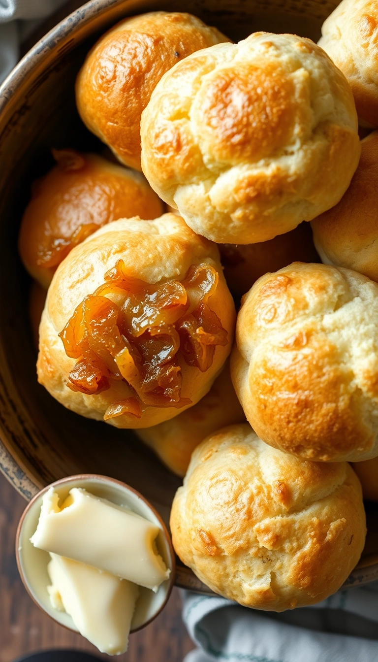 24 Sourdough Dinner Rolls Ideas That Will Elevate Your Dinner Game! - Sourdough Dinner Rolls with Caramelized Onions