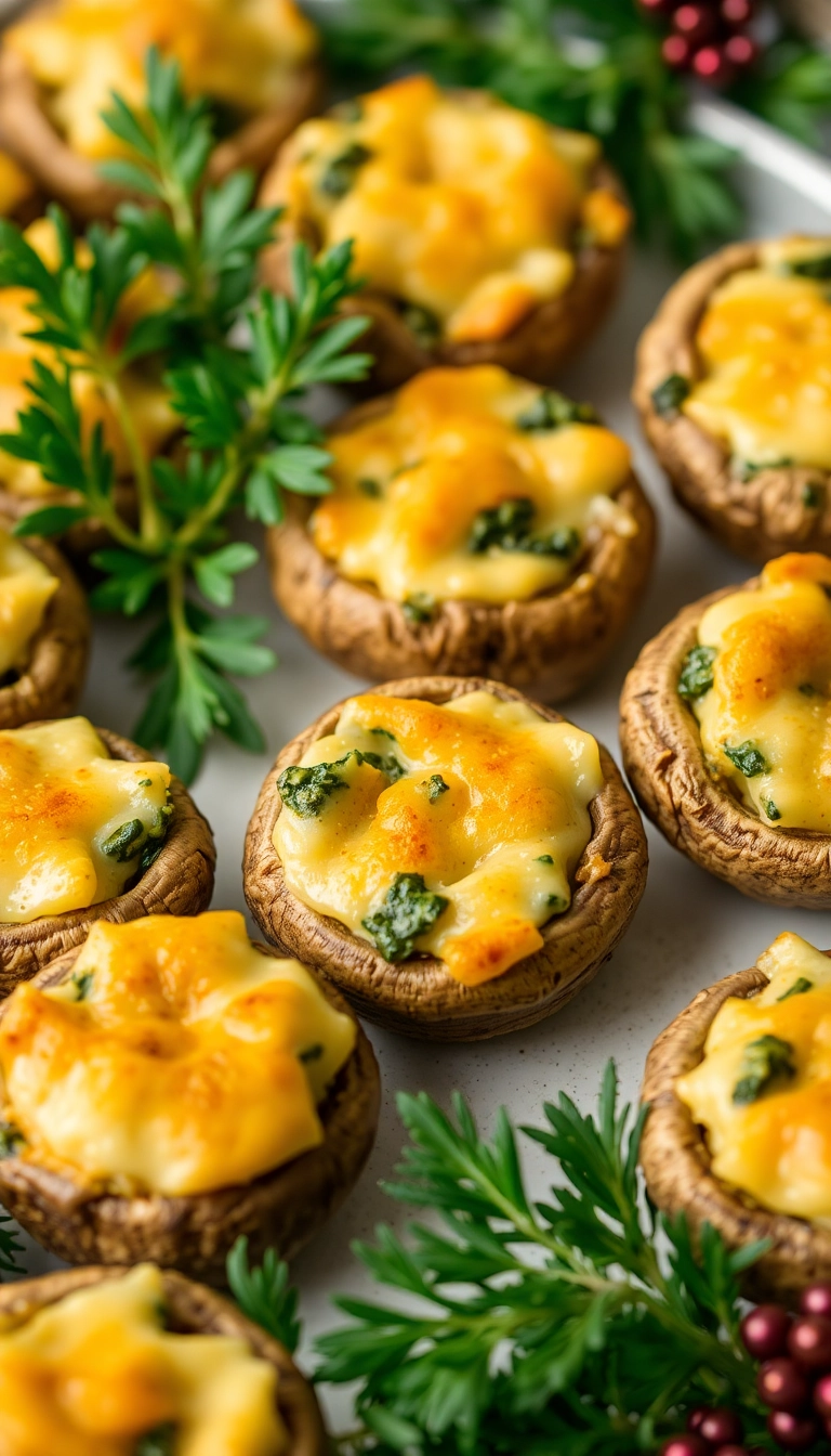 27 Christmas Dinner Party Ideas You Can’t Afford to Miss (Especially #13!) - 7. Spinach and Cheese Stuffed Mushrooms