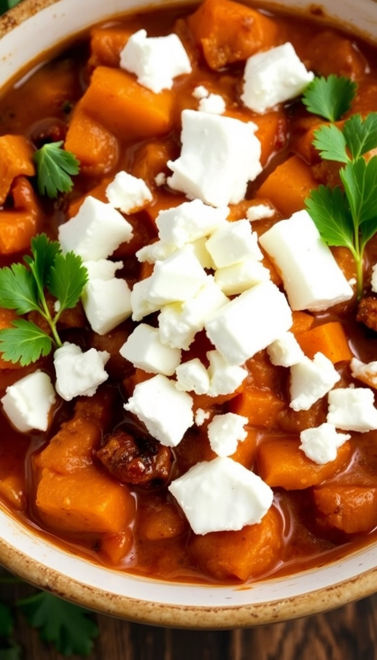 39 Mind-Blowing Butternut Squash Chili Ideas That Will Change Your Dinner Game! - Butternut Squash Chili with Feta Cheese