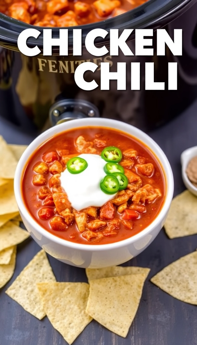 35 Crock Pot Chili Ideas That Will Make Dinner a Breeze Tonight! - Spicy Chicken Chili