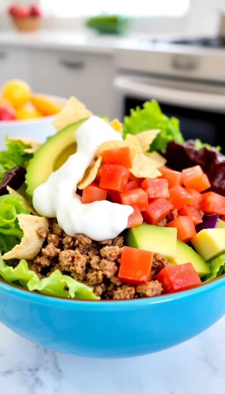 27 Healthy Ground Beef Meals You Can Feel Good About (Even #10 Is Guilt-Free!) - 12. Taco Salad with Ground Beef