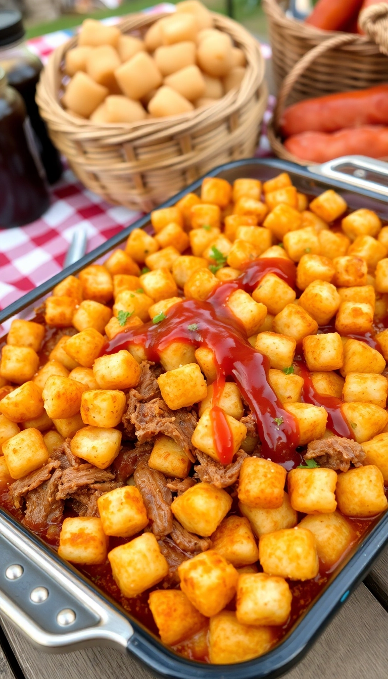 39 Mouthwatering Tater Tots Casserole Ideas That Will Make You Drool! - BBQ Pulled Pork Tater Tot Casserole