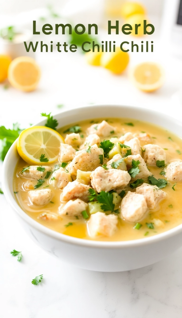 32 Mind-Blowing White Chicken Chili Ideas That Will Spice Up Your Dinner Table! - Lemon Herb White Chicken Chili