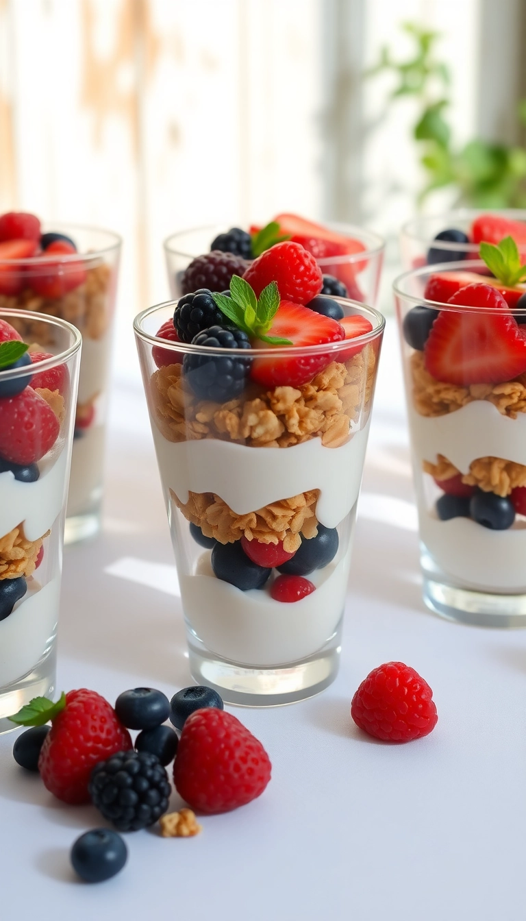 22 Easy DIY Party Finger Food Ideas That Will Wow Your Guests! - 13. Fruit and Yogurt Parfaits