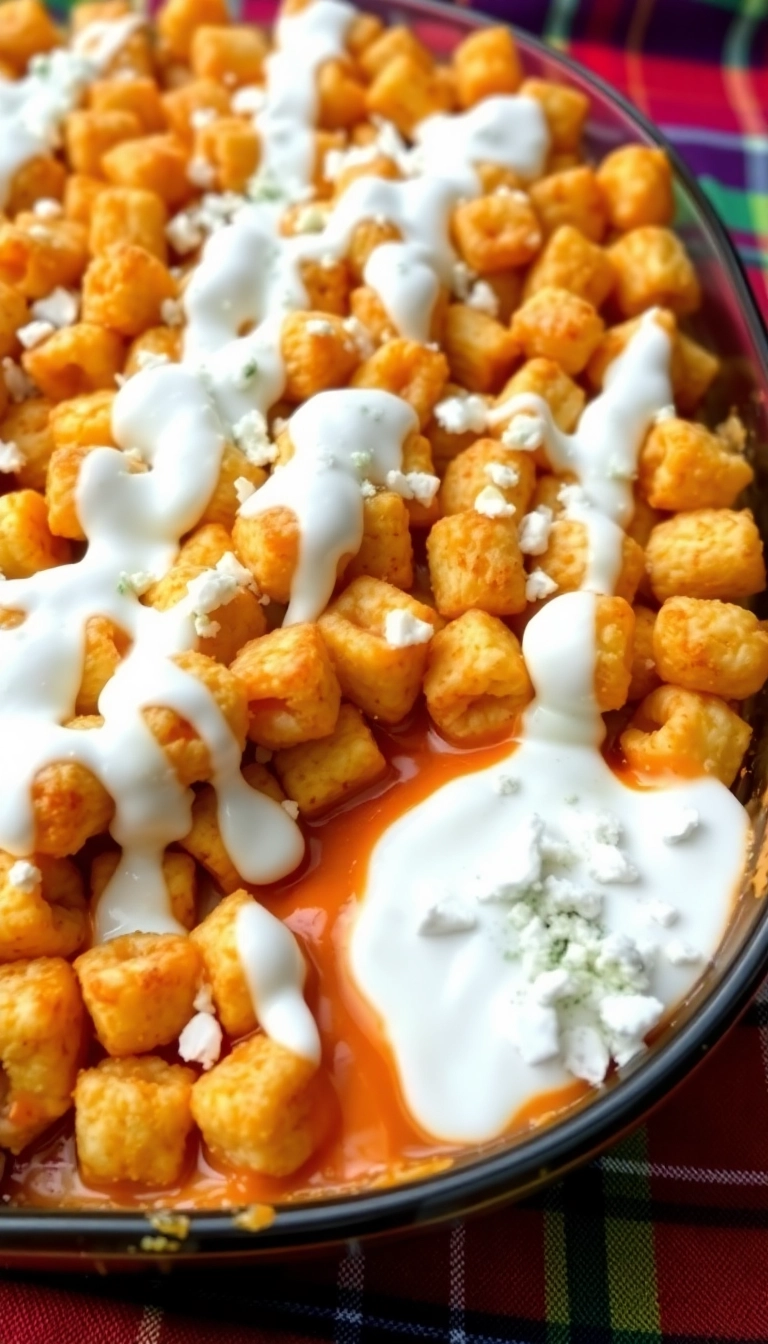 39 Mouthwatering Tater Tots Casserole Ideas That Will Make You Drool! - Buffalo Chicken Tater Tot Casserole