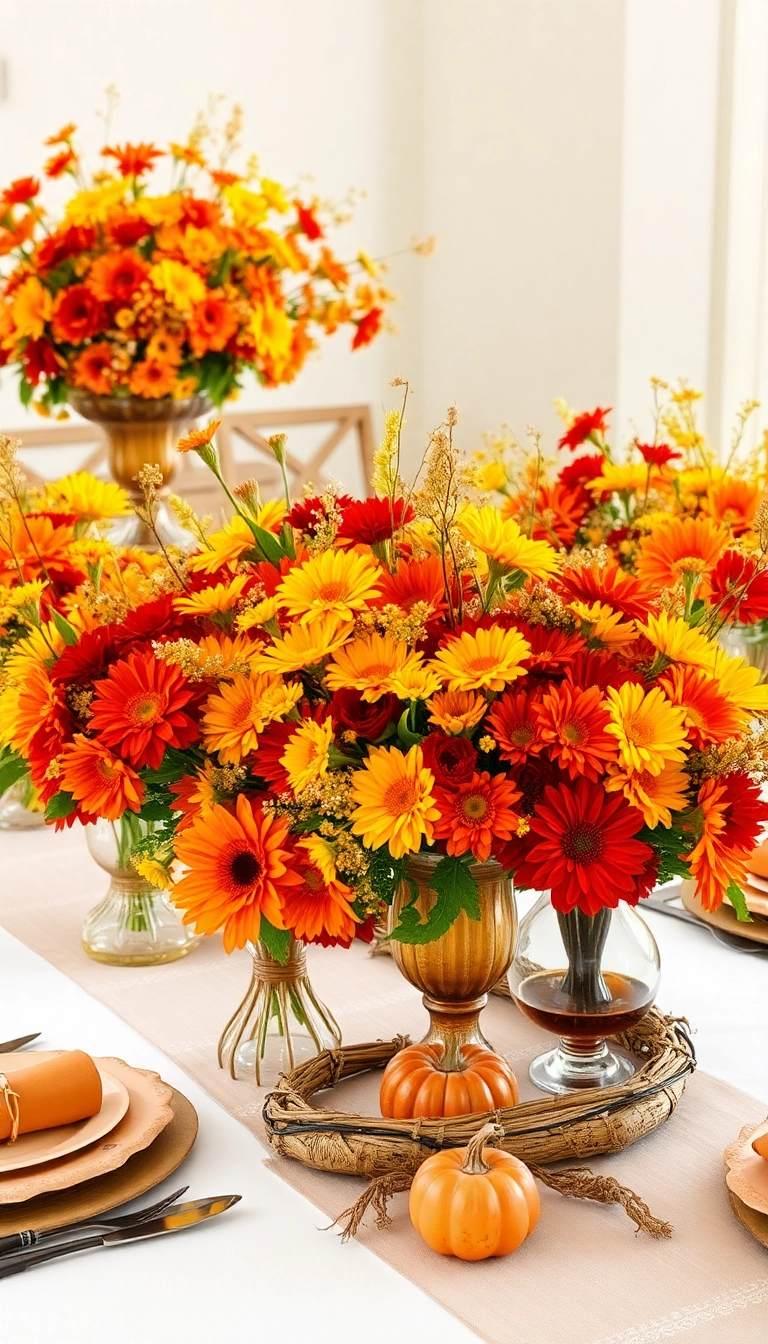 26 Stunning Thanksgiving Dinner Table Setting Ideas That Will Elevate Your Holiday Experience! - 9. Floral Abundance