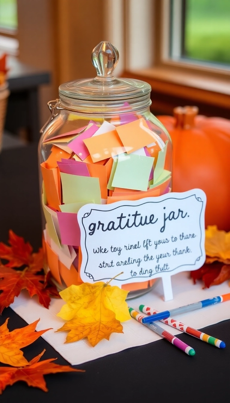 35 Friendsgiving Dinner Party Ideas That Will Wow Your Guests (You'll Want to Steal #12!) - 7. Friendsgiving Gratitude Jar