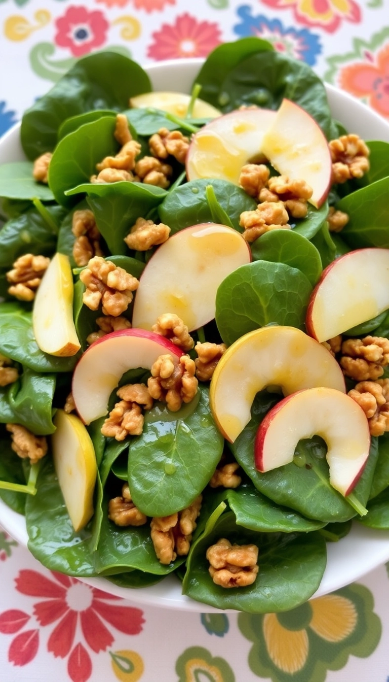 30 Must-Try Winter Salad Ideas for a Nutritious Boost (You’ll Love #23!) - 9. Apple & Walnut Spinach Salad