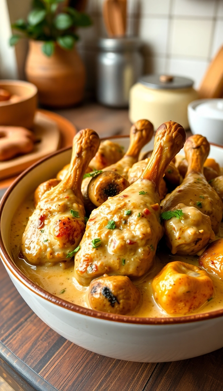 23 Healthy Slow Cooker Coconut Chicken Drumsticks Recipes You'll Love! - 15. Coconut Mushroom Drumsticks