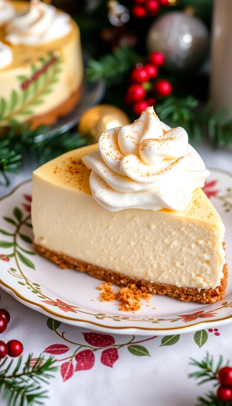 22 Christmas Eve Dinner Ideas That’ll Make You the Star of the Holiday Feast! - 13. Eggnog Cheesecake