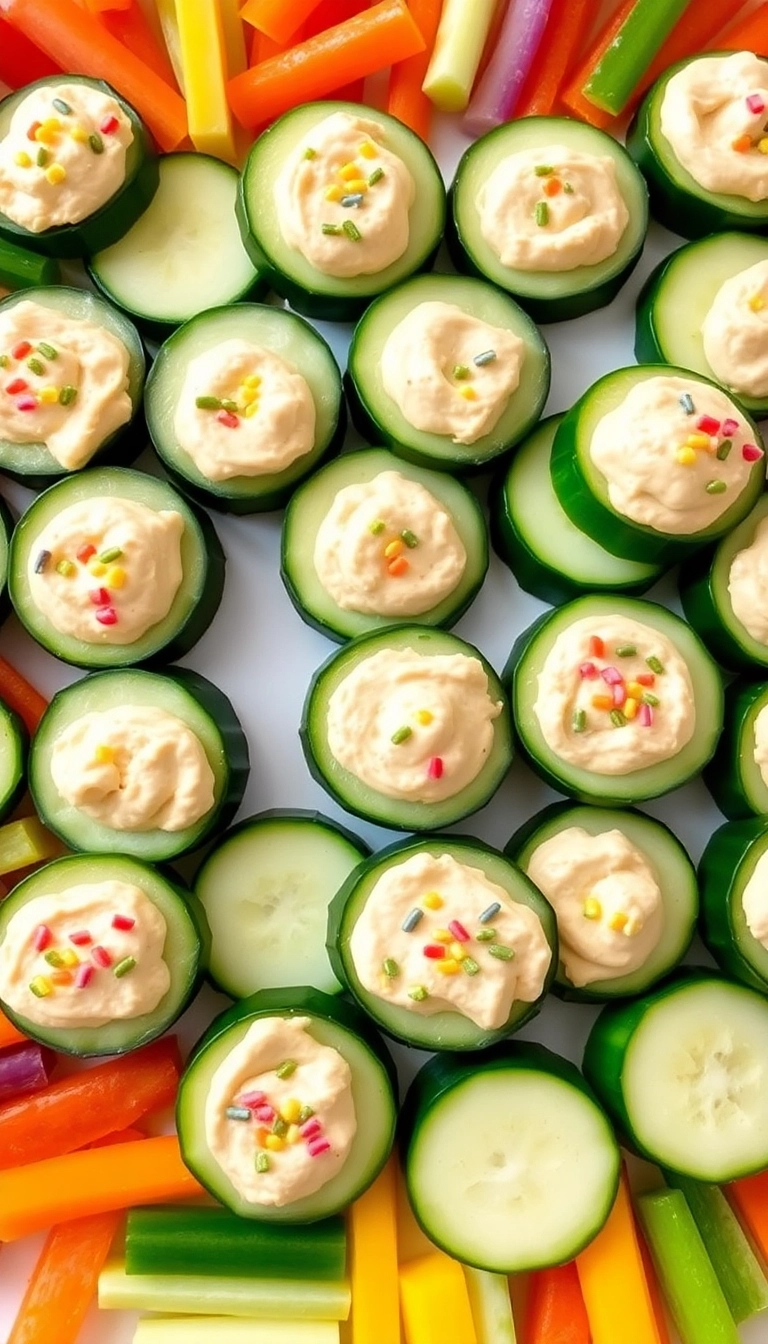 30 Easy Appetizer Recipes That Will Blow Your Guests Away (You Won't Believe #15!) - 10. Cucumber Bites with Hummus